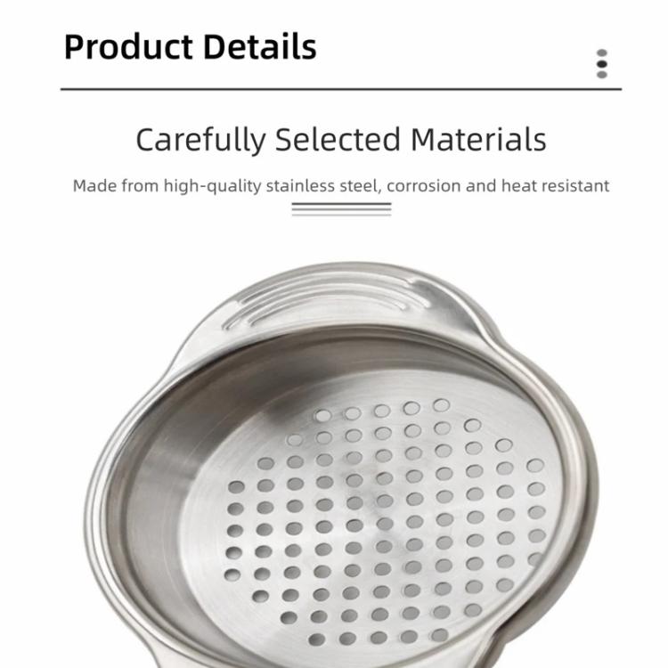 Stainless steel can strainer bowl with dense perforations for draining water and oil