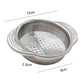 Stainless steel can strainer with 12cm diameter and 8cm length shown with size marks