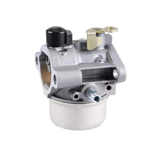 Lawn mower carburetor assembly with silver housing and black top cap