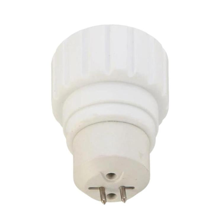 White PBT lamp holder adapter with two downward metal pins and center contact opening