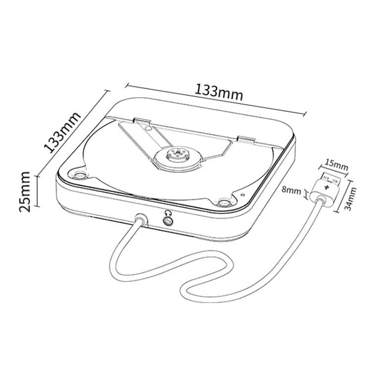 Car external CD player size diagram with labeled dimensions