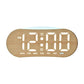 Digital alarm clock with light wood shell and white LED time display
