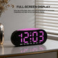 Digital alarm clock with pink LED time and day-of-week display