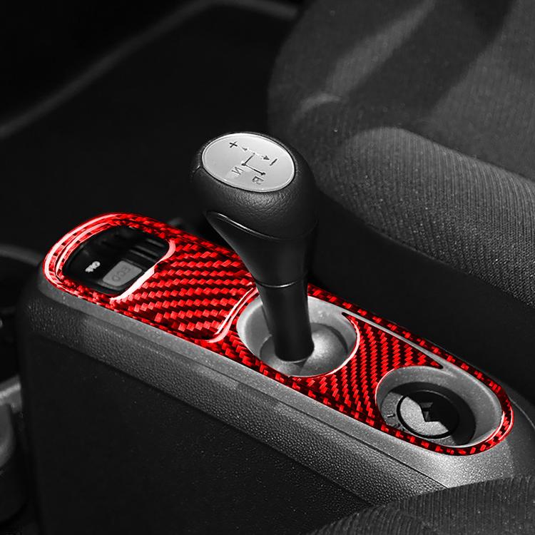 Type C gearshift sticker set with red carbon-fiber pattern on center console trim
