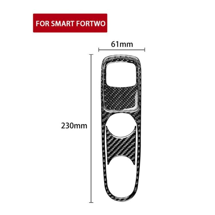 Black carbon-fiber Type C gearshift sticker set with three cutouts and size guide