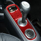 Red carbon-fiber Type C gearshift trim stickers with three panels around shifter