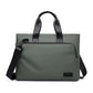 Green expandable men’s laptop briefcase with top handle and shoulder strap
