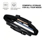 Black laptop briefcase opened to show multiple interior compartments