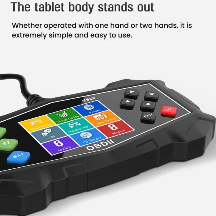 OBD2 scanner control panel with multi-color diagnostic icons and keypad buttons