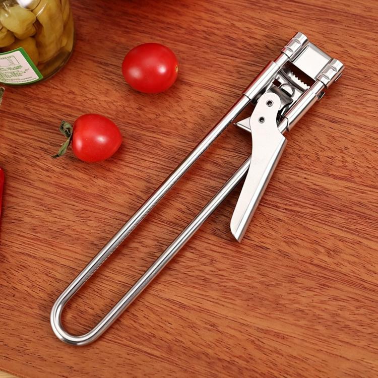 Stainless steel adjustable can opener with non-slip handle and bottle cap opener end