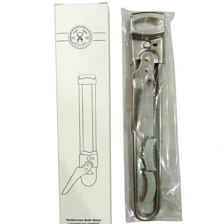Can opener gadget packaged in retail box with plastic sleeve