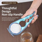 Ergonomic non-slip handled can and bottle cap opener with turquoise finger grip
