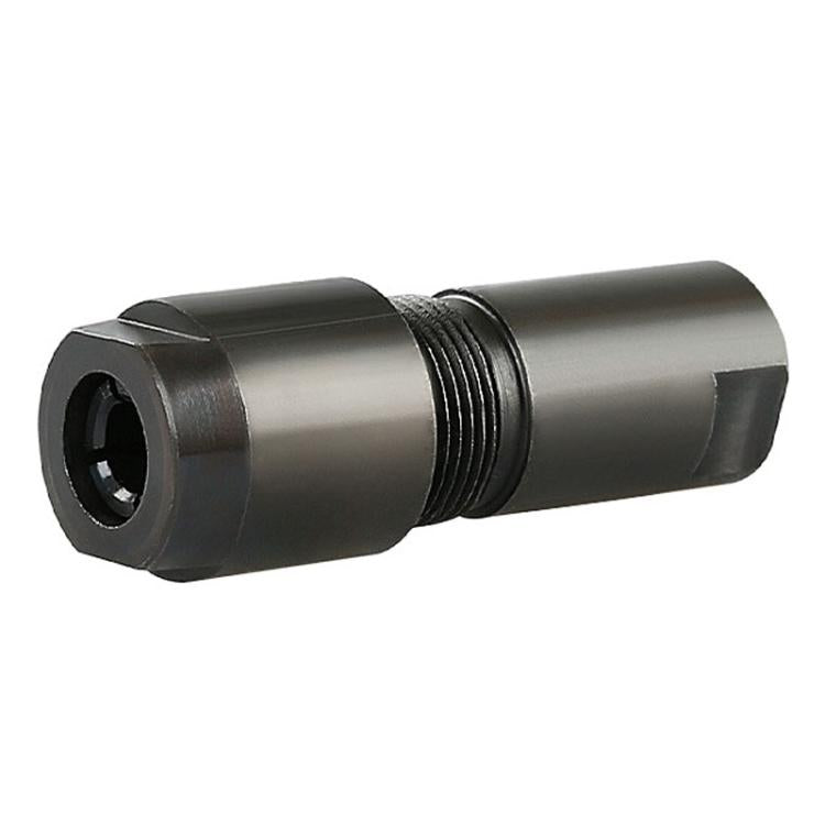 Metal and black grinder chuck adapter with threaded section and front mounting hole