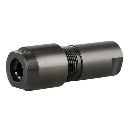 Metal and black grinder chuck adapter with threaded section and front mounting hole