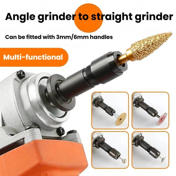 Grinder chuck adapter with polishing attachment and angled tool head connection