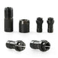 Set of black metal grinder chuck adapter sleeves with threaded couplers
