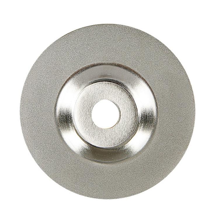 Electroplated emery grinding disc with center mounting hole, silver-gray abrasive face