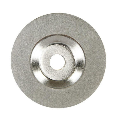 Electroplated emery grinding disc with center mounting hole, silver-gray abrasive face