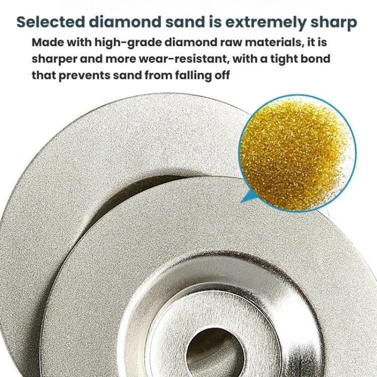Close-up grinding disc edge and center mounting hole, silver-gray abrasive surface