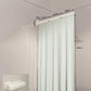 White foldable shower curtain partition with ceiling rail and pleated curtain panels