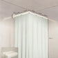 White foldable shower curtain partition with angled ceiling rail and pleated panels