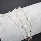 Multi-layer pearl anklet with three pearl strands and small lobster clasp