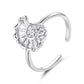 Adjustable open cuff ring, silver-tone, ocean-life design detail with curved band