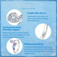 Zircon-inlaid seahorse opening ring infographic inset, showing copper base and platinum plating