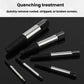 Broken screw extractor set, metal shanks with black threaded sections.