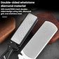 Double-sided knife sharpener stone with gray honeycomb side and smooth silver side