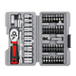1/4 inch socket wrench tool set kit, open case showing sockets, bits, and ratchet handle