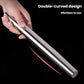 Polished stainless steel rolling pin with double-curved design