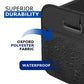 Black foldable storage box with handle and water-repellent fabric with droplets