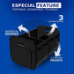 Black foldable storage box with removable divider and multiple compartments with pockets