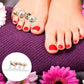 Soft silicone toe separator nail tool with gold-tone pearl bands on toes