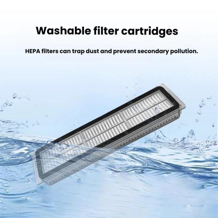 HEPA filter cartridge with pleated white media and black frame