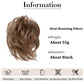 Faux bun updo wig with loose curls, light brown wavy bun.