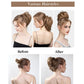 Faux bun updo wig with loose curls in a high updo hairstyle
