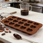 Brown silicone heart chocolate mold tray with multiple heart-shaped cavities