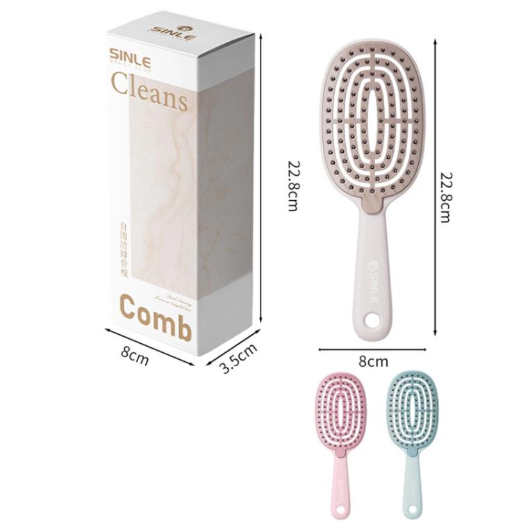 Hair massage comb, oval pin pad with white handle; includes product box