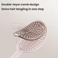Pink hair massage comb with oval pin pad and white grip, double-layer bristles