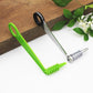 Two-piece spiral cucumber slicer set with green handle and metal auger