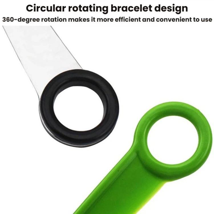 Circular rotating bracelet design on spiral cucumber slicer handles in black and green