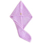 Purple coral fleece hair drying cap with diamond shape and button detail