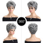Short curly wig 360° view in silver-gray with voluminous curls