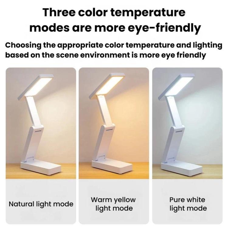 Touch control folding desk lamp on base with three color temperature light modes