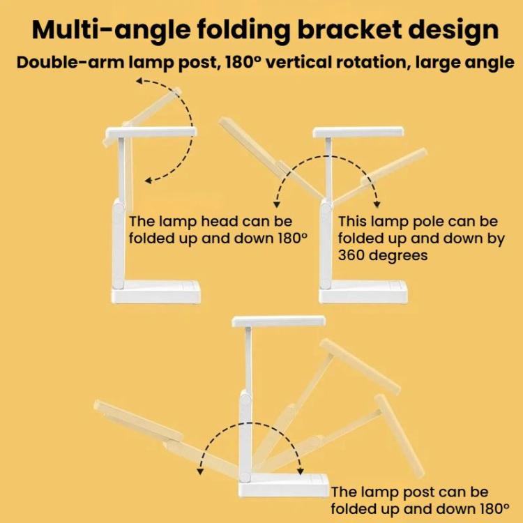White multi-angle folding desk lamp with adjustable lamp head and bracket
