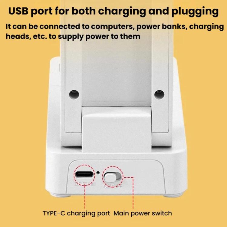 White lamp charging base with USB Type-C port and main power switch