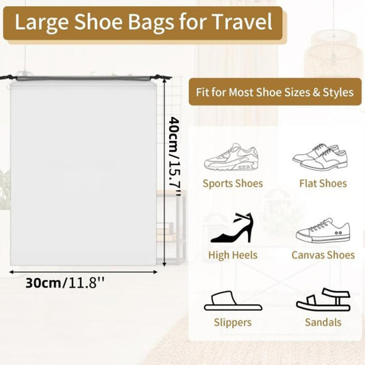 Large drawstring shoe storage bags, 30 x 40 cm size diagram