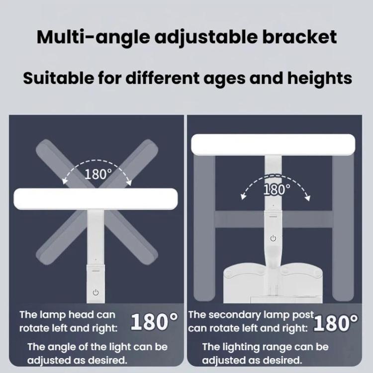 Adjustable LED desk lamp with multi-angle rotating arm and vertical post